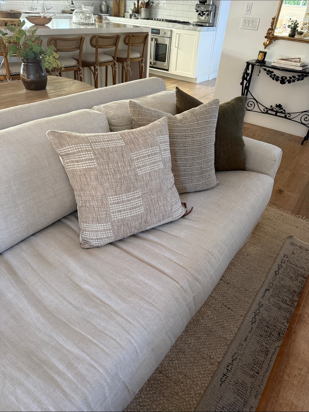 Anthropologie Neutral Beige and Olive Accent Pillow Set